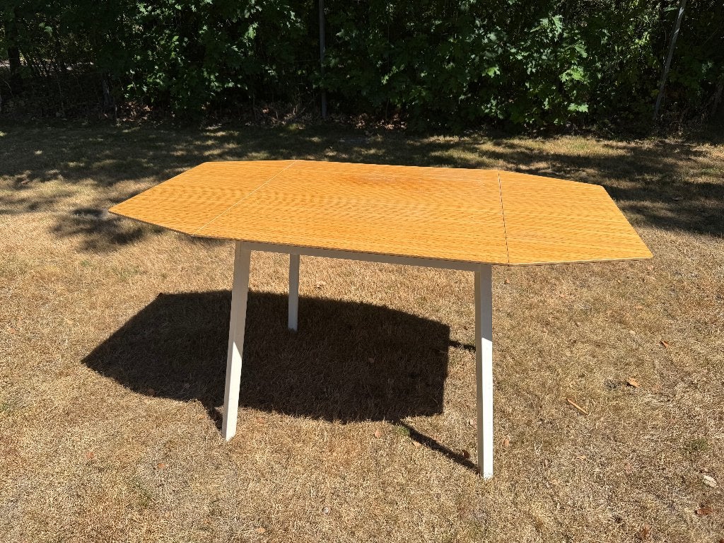 IKEA klaptafel – bamboe/wit – ruimtebesparend, Ophalen, Gebruikt, 100 tot 150 cm, 50 tot 100 cm