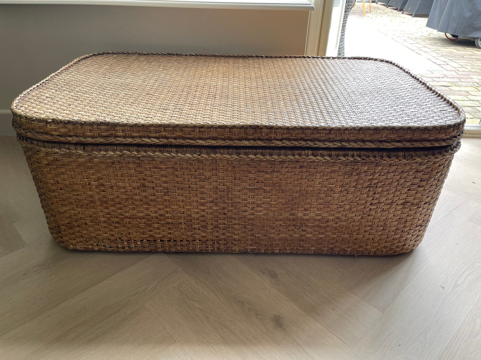 Grote rieten opbergmand, Ophalen, Overige materialen, Gebruikt, 100 tot 150 cm