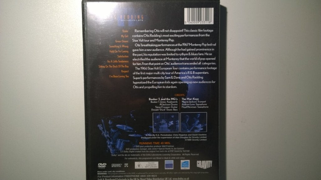 Otis Redding - Remembering Otis (DVD), Cd's en Dvd's, Alle leeftijden, Ophalen of Verzenden, Zo goed als nieuw, Verzameling