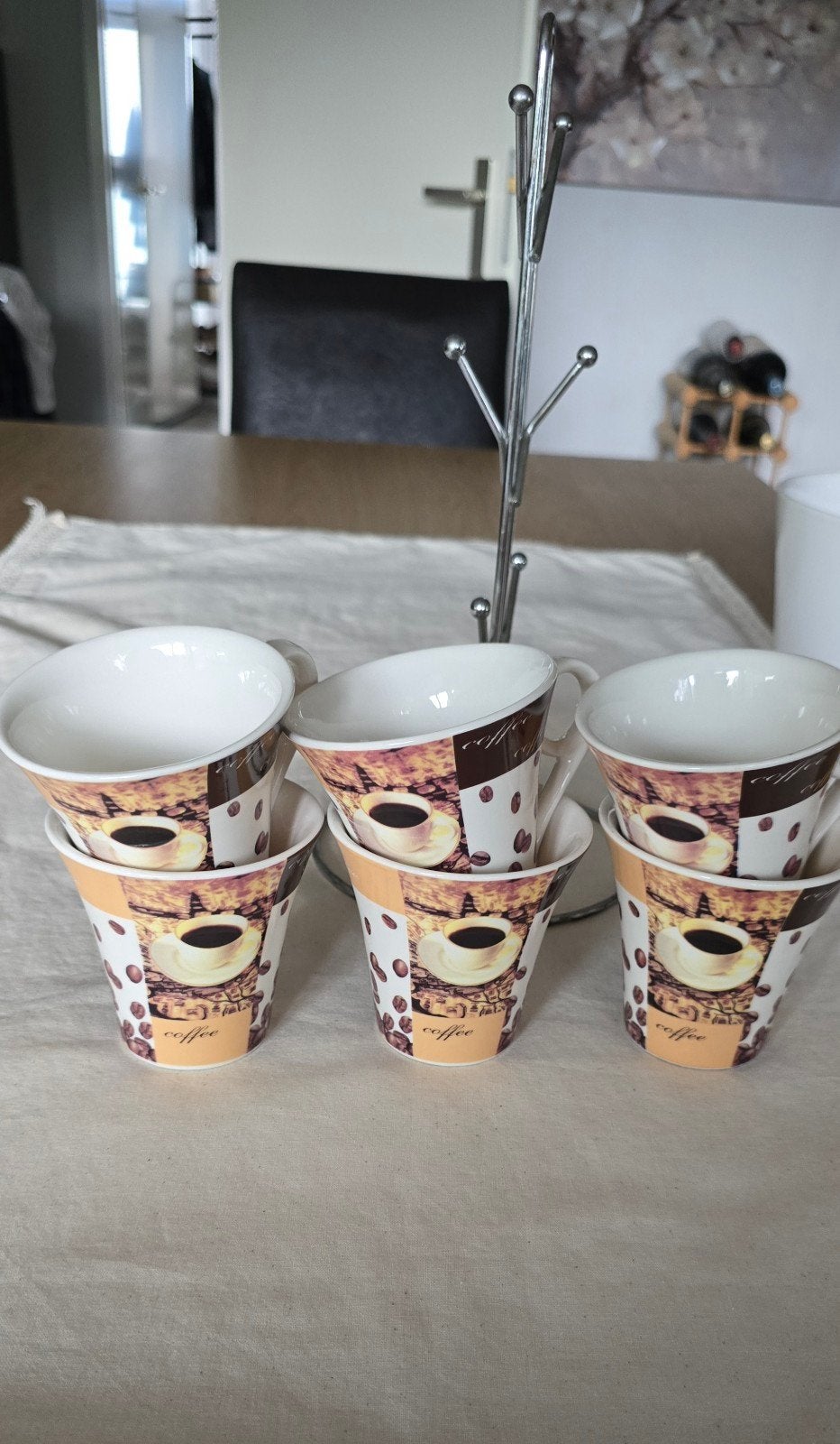 Koffiekopjes set met houder - 6 stuks, Ophalen
