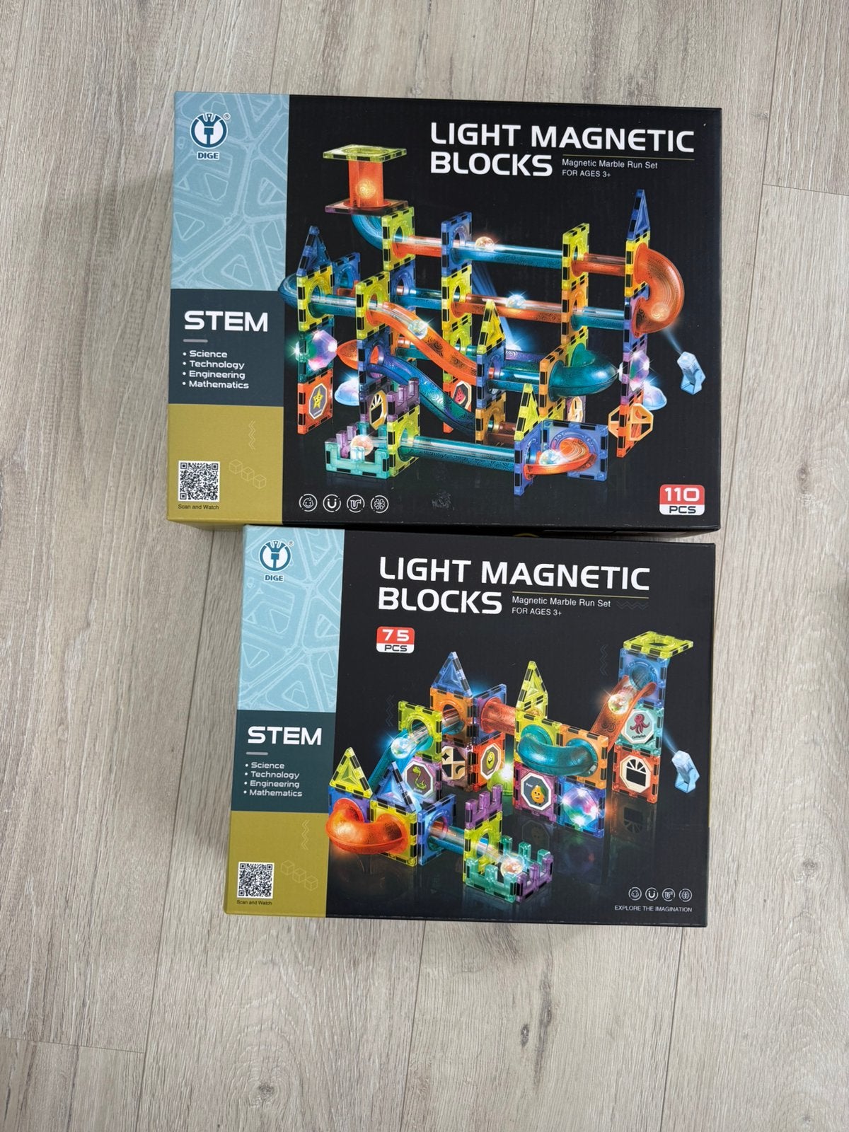 STEM Licht magnetic blocks 110+ 75 stuks NIEUW ONGEOPEND, Ophalen of Verzenden, Nieuw