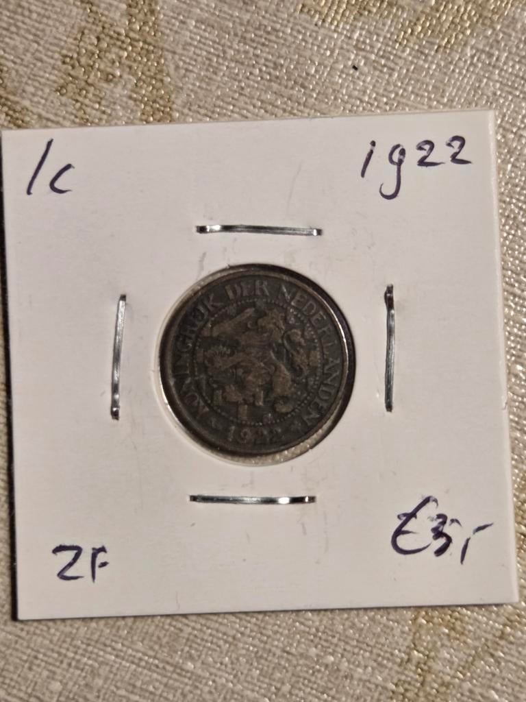 Nederland 1 Cent 1922 Koningin Wilhelmina, Postzegels en Munten, Munten | Nederland, Ophalen of Verzenden, Koningin Wilhelmina