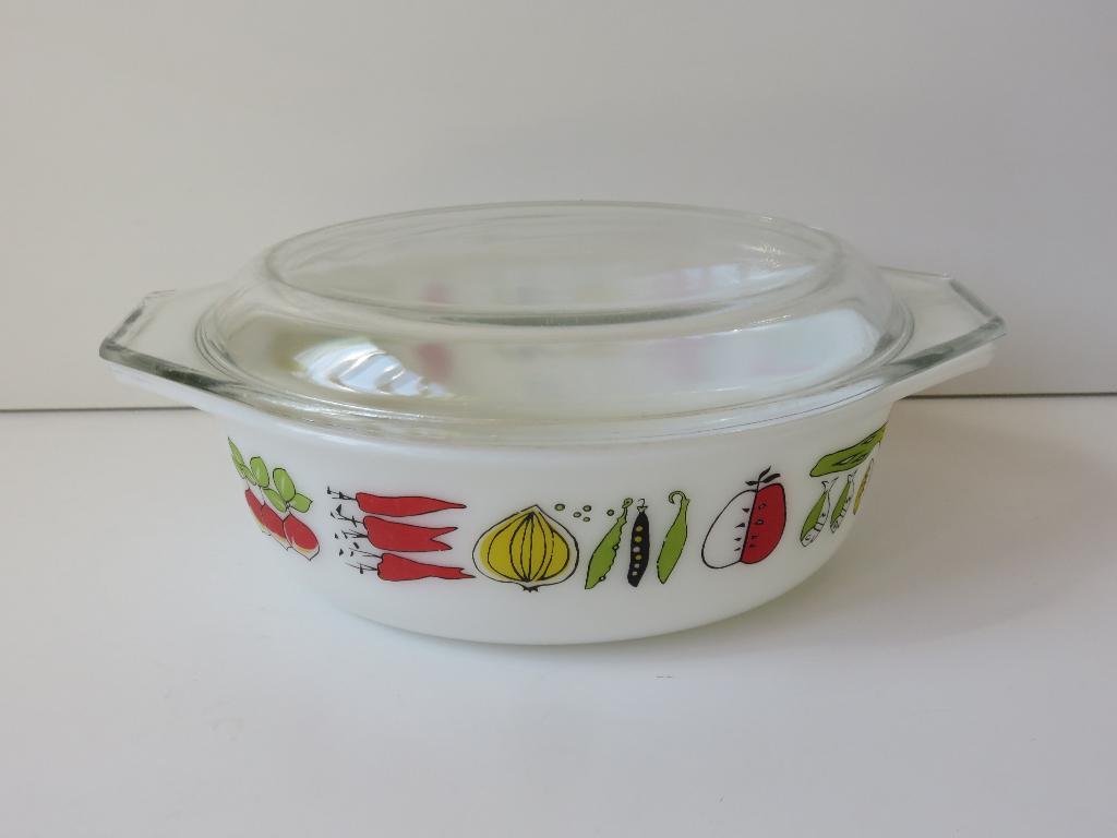 JAJ Pyrex harvest vintage ovenschaal met deksel, Ophalen of Verzenden, Wit, Overige merken, Glas