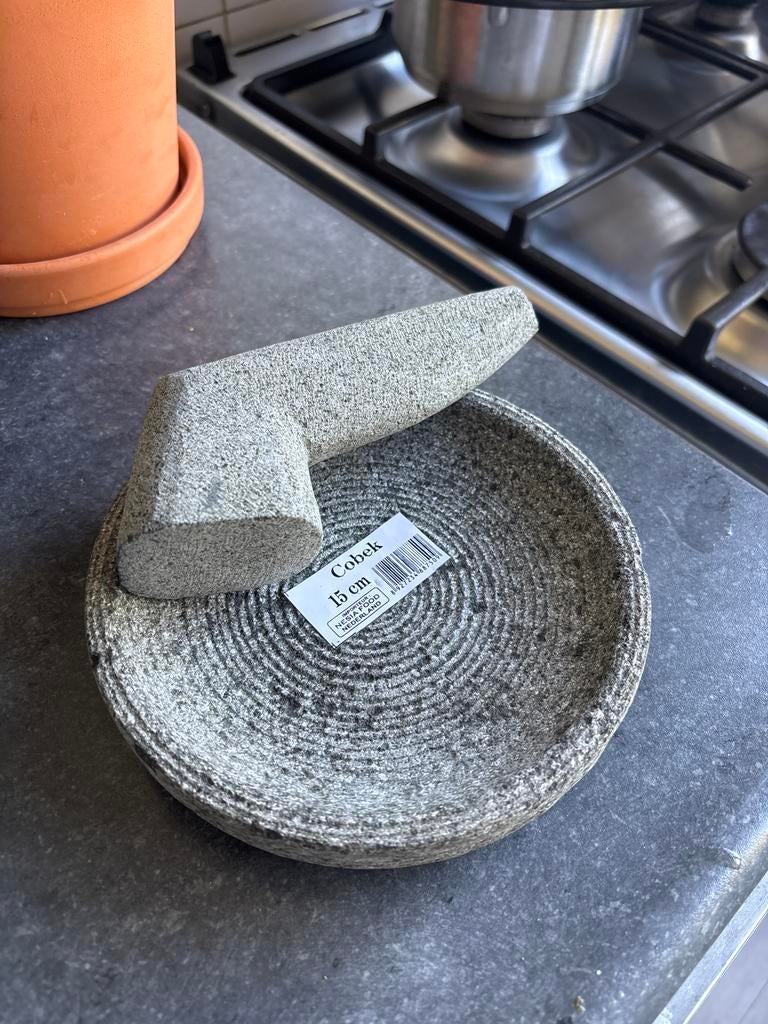 Originele Indonesische vijzel / cobek van 15 cm, Huis en Inrichting, Keuken | Keukenbenodigdheden, Nieuw, Overige typen, Steen/keramiek