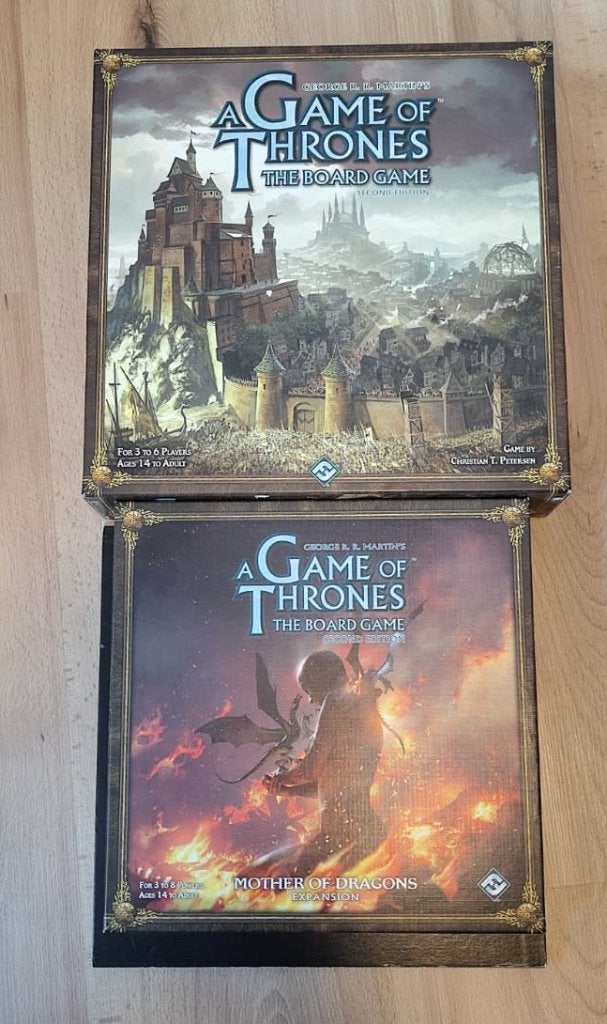 A Game of Thrones (2nd) + Mother of Dragons + Feast + Dance, Een of twee spelers, Ophalen of Verzenden, Zo goed als nieuw, Fantasy Flight Games