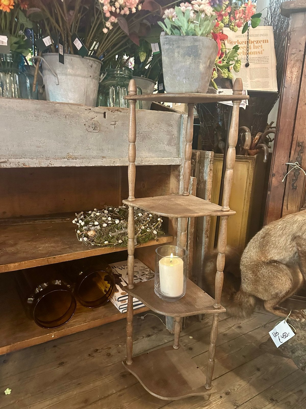 Vintage Houten Hoekrekje - Decoratief & Praktisch, Ophalen