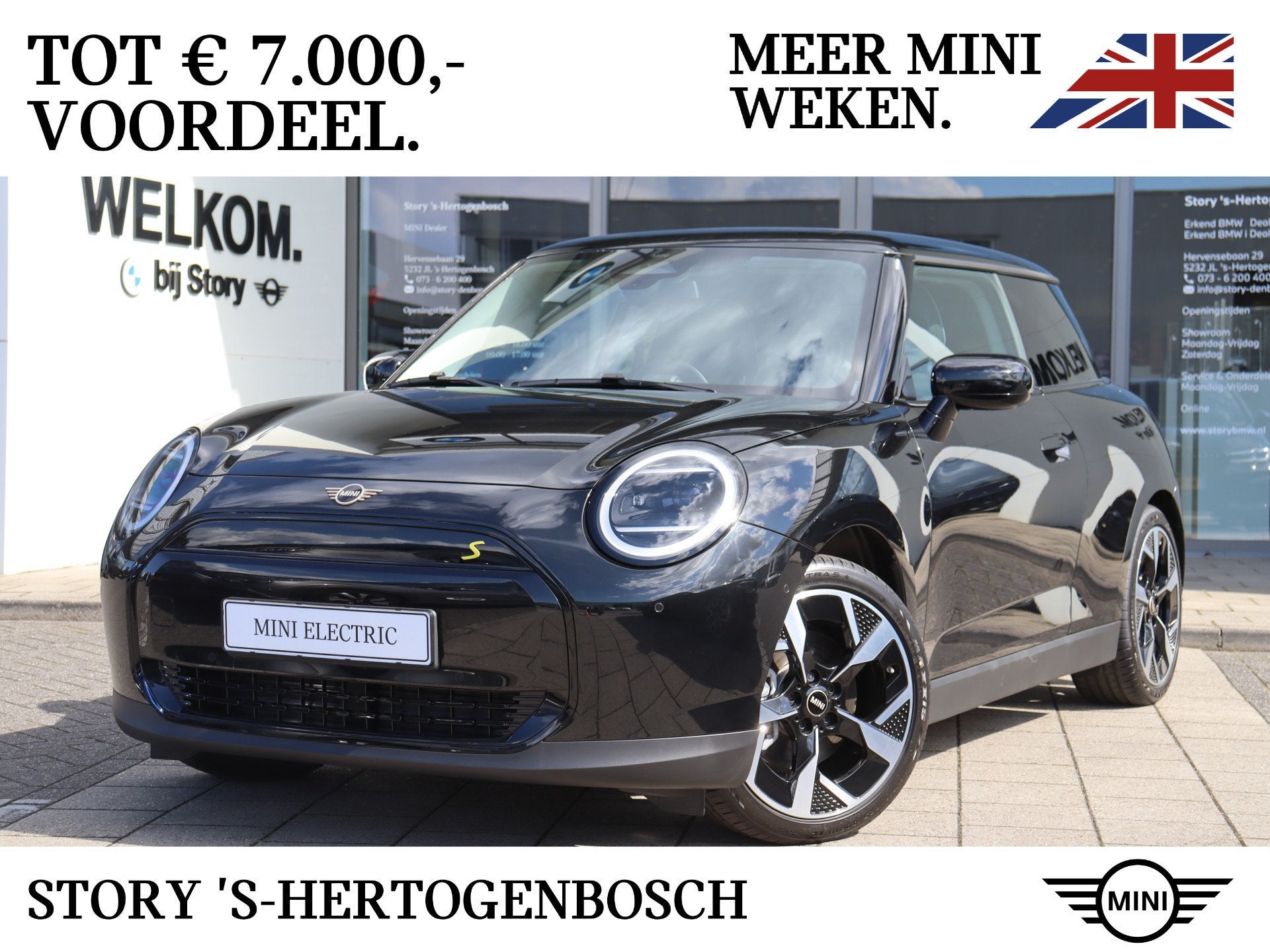 MINI Cooper SE / Classic / Pakket M / 18 inch Slide Spoke 2-, Auto's, Dealer onderhouden, Stof, Zwart, 4 stoelen