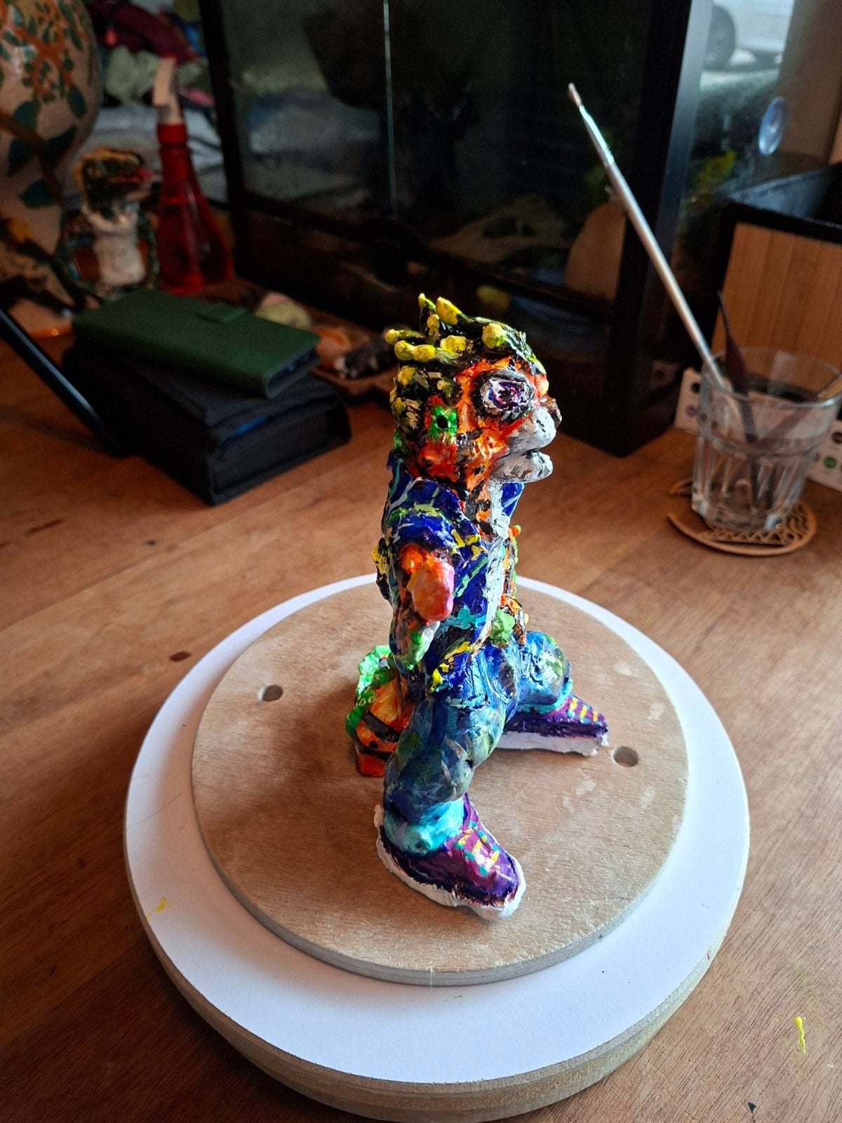 Uniek Jesart beeldje: kleurrijke tijger reptiel, Ophalen of Verzenden