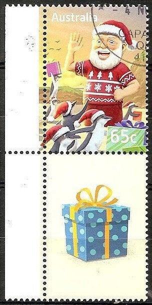 618 Australië 2025 Christmas met velrand en tab, Verzenden, Gestempeld