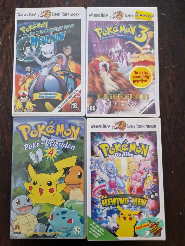 4 Pokémon VHS films - Nederlands gesproken, Cd's en Dvd's, Gebruikt, Tekenfilm, Alle leeftijden, Kinderprogramma's en -films