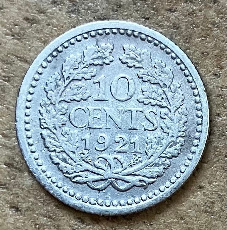 10 cent 1921 Wilhelmina, Ophalen, Zilver, 10 cent, Koningin Wilhelmina
