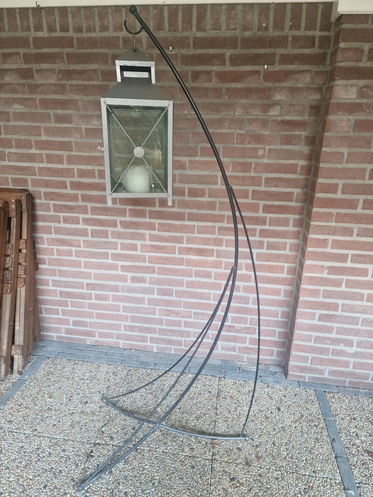 Sfeervolle lantaarn met standaard,, Ophalen, Gebruikt, Metaal, Grijs
