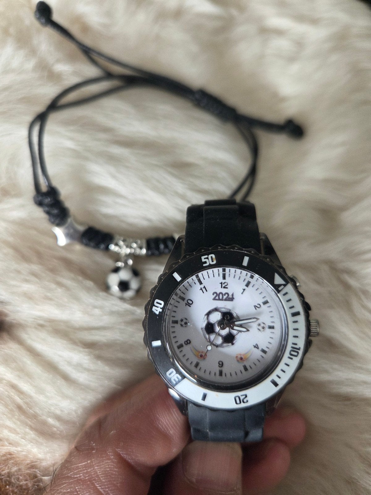 Voetbalhorloge en armband set - Nieuw, Ophalen of Verzenden, Nieuw, Zwart, Jongen