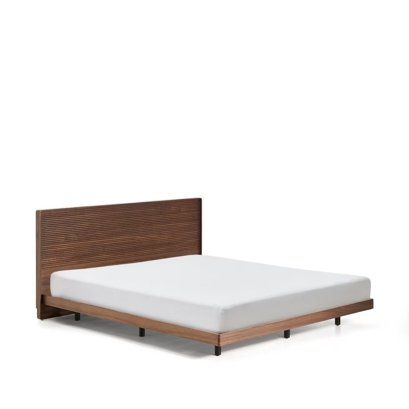 Bed Norlen LED Walnootfineer 180x200 van Kave Home, Huis en Inrichting, Slaapkamer | Bedden, Ophalen, ., Kave Home, 180 cm