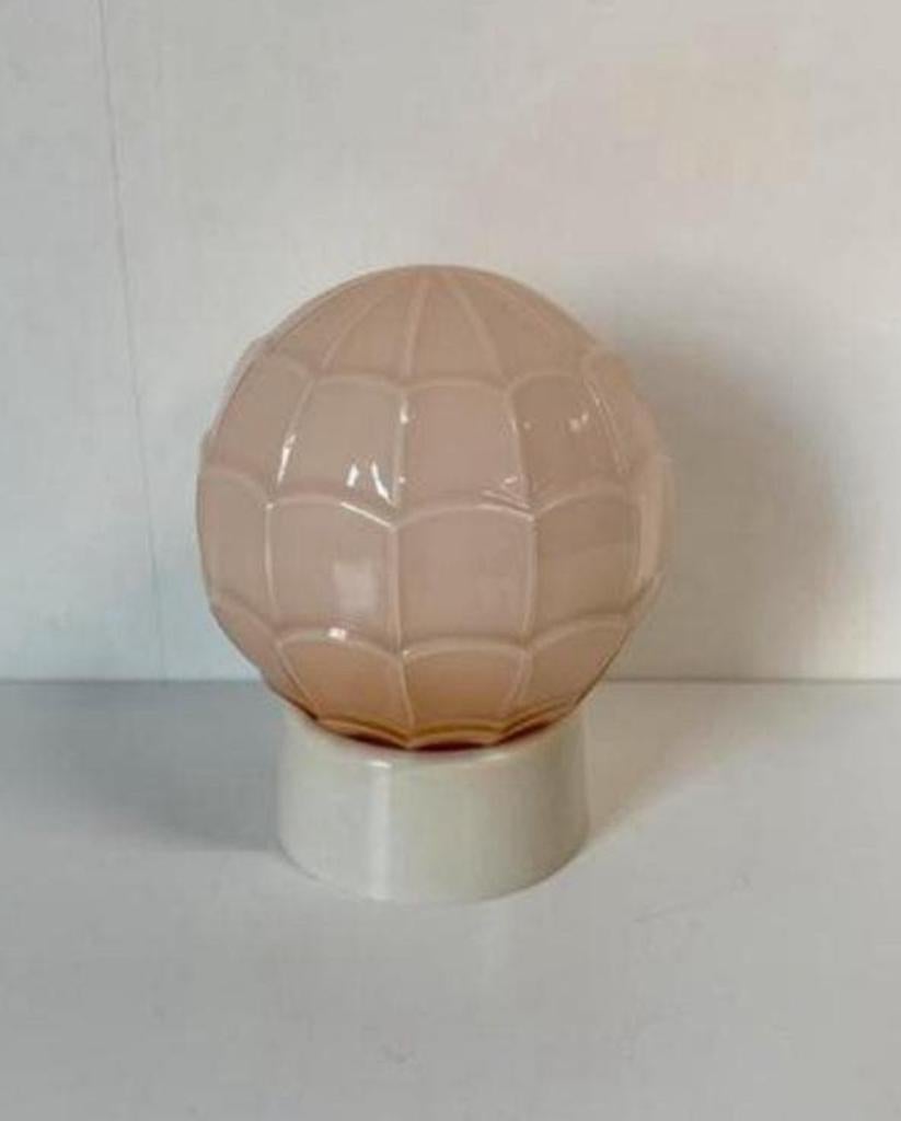 Thabur plafondlamp Waterval zalmroze Art deco vintage antiek, Huis en Inrichting, Ophalen of Verzenden, Zo goed als nieuw, Glas