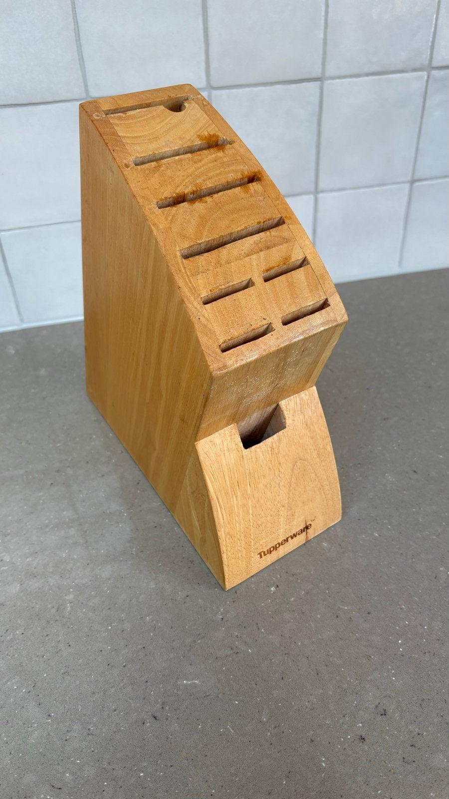 Tupperware houten messenblok, Huis en Inrichting, Keuken | Keukenbenodigdheden, Gebruikt, Overige typen, Overige merken, Hout
