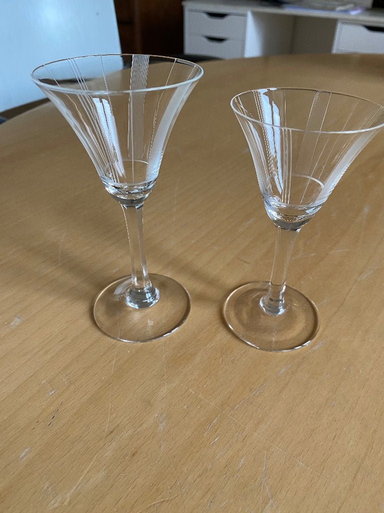 2 kristallen likeur-wijnglaasjes, Ophalen of Verzenden