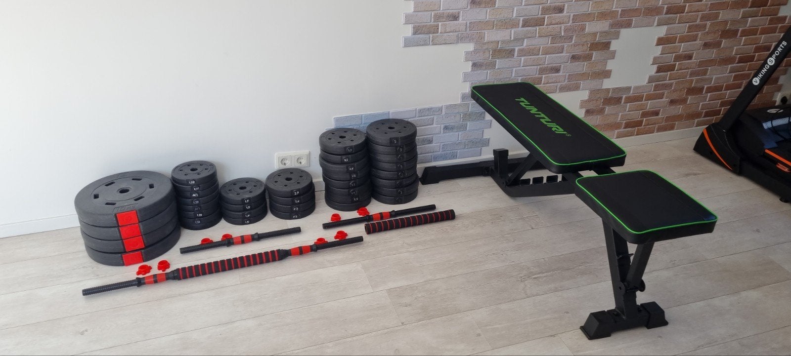 Complete Fitness Set: Halters, Gewichten en Fitnessbank, Ophalen, Gebruikt, Benen, Fitnessbank
