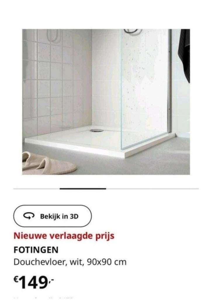 FOTINGEN Douchevloer wit, 90x90 cm - Nieuw in doos, Ophalen, Nieuw, Douche