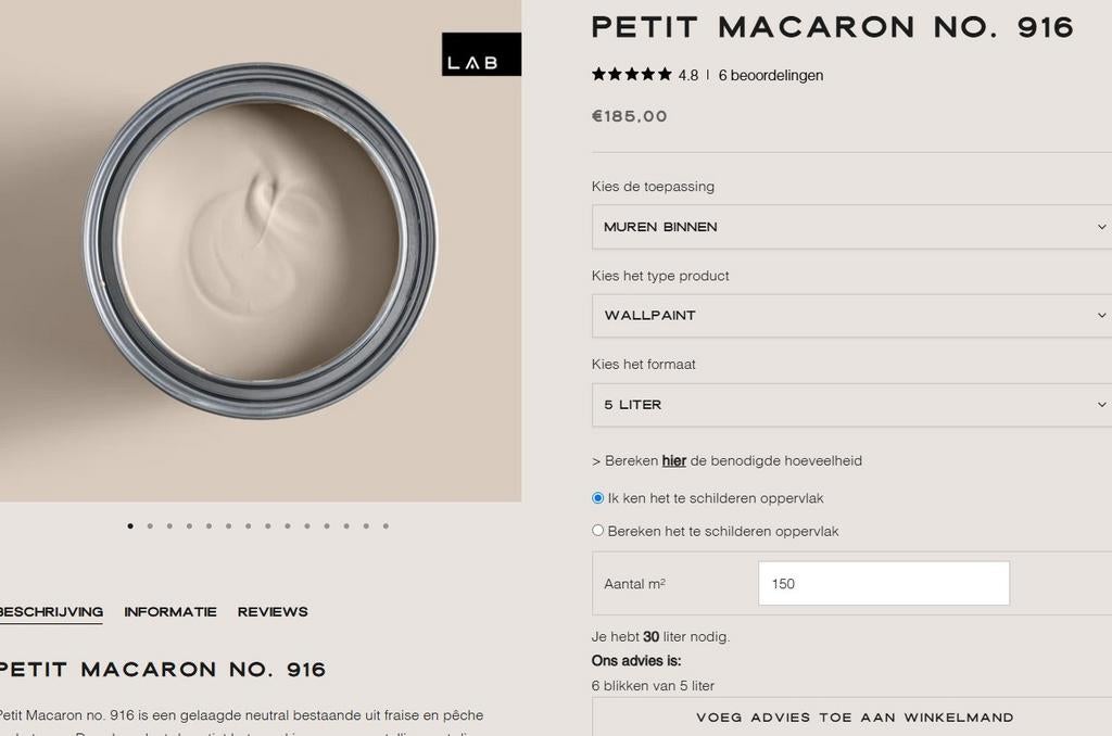 Verf Petit Macaron No 916 Lab - 10 liter, Overige kleuren, 5 tot 10 liter, Nieuw, Ophalen of Verzenden