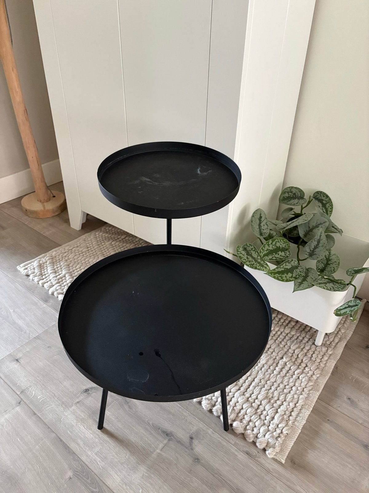 Zwart bijzettafeltje / tuintafeltje, zo goed als nieuw, Tuin en Terras, Tuintafels, Ophalen, Zo goed als nieuw, Rond