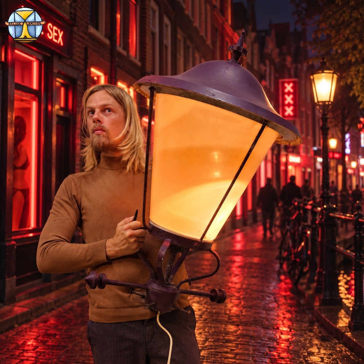Vintage Amsterdamse straatlantaarn / straat verlichting, Tuin en Terras, Gebruikt, ., Ophalen of Verzenden, Netvoeding