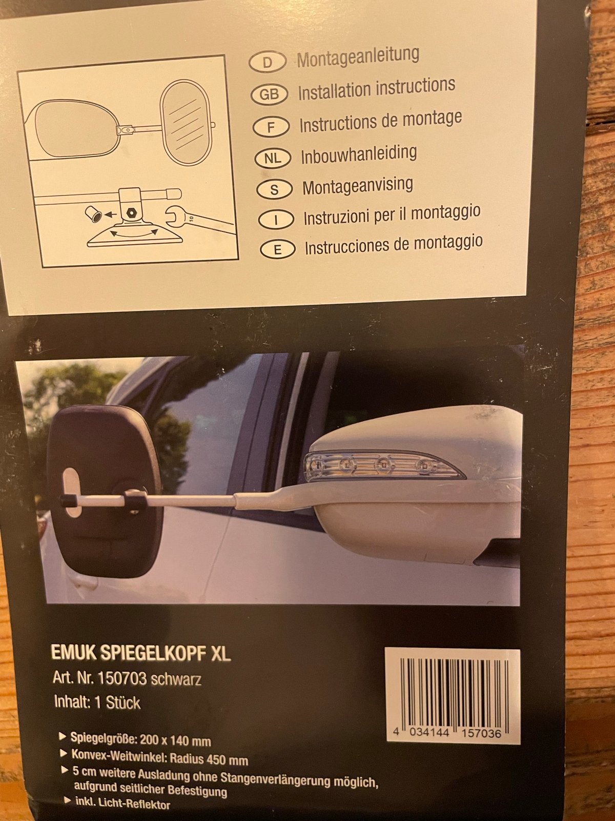 EMUK Spiegelkop XL Caravan Spiegels - in Doos, Ophalen of Verzenden, Gebruikt, Universele onderdelen