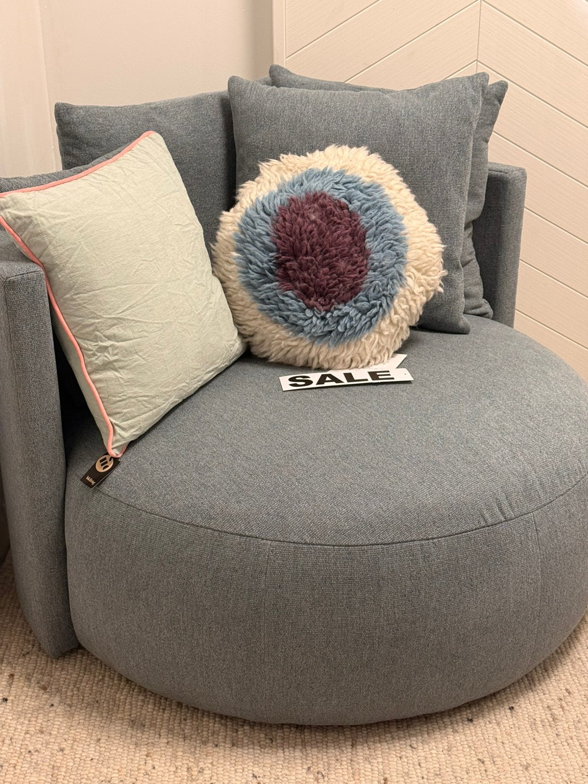 Passepartout, Pastille Lounge rond in blauwe stof,, Blauw, PASSEPARTOUT, Overige typen, Nieuw