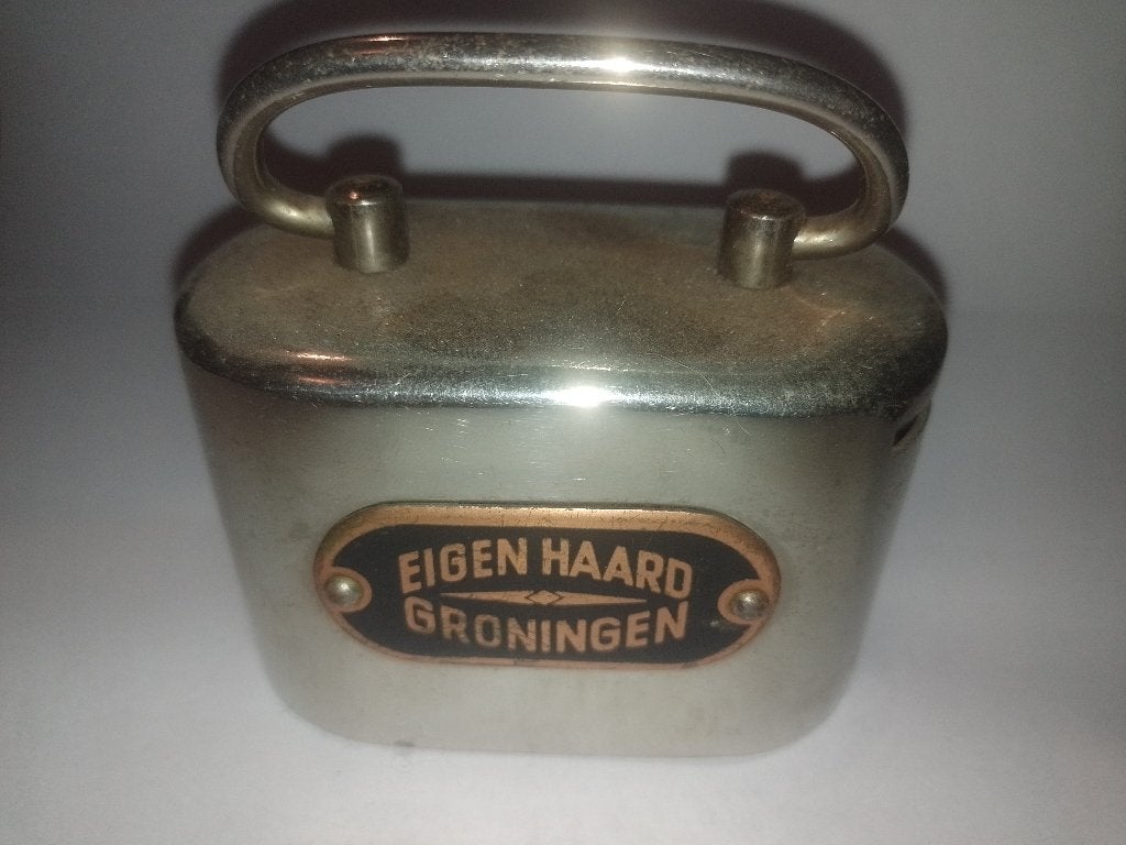 Spaarpot Eigen Haard Groningen., Ophalen of Verzenden, Gebruikt, Metaal of Blik, Overige thema's