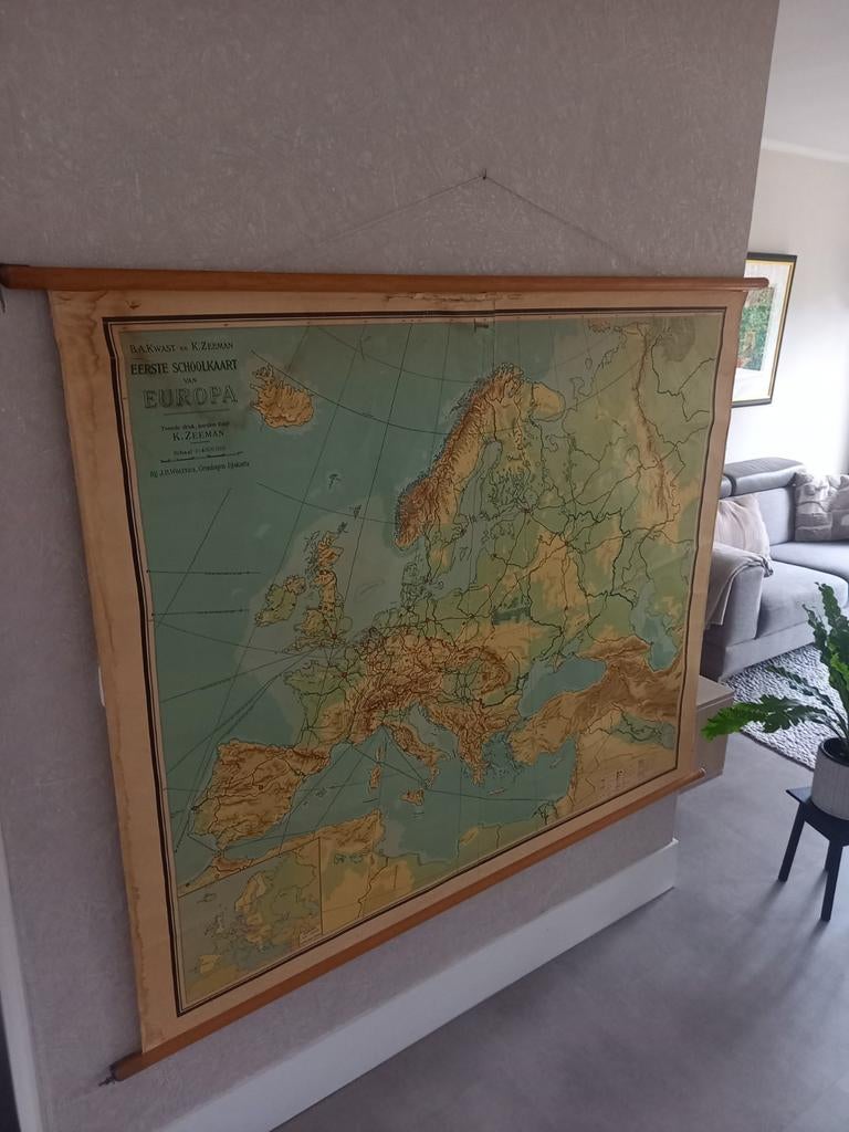 OUDE NOG MOOIE LINNEN SCHOOL KAART 140 X 160 CM VAN HET OUDE, Ophalen of Verzenden, Aardrijkskunde