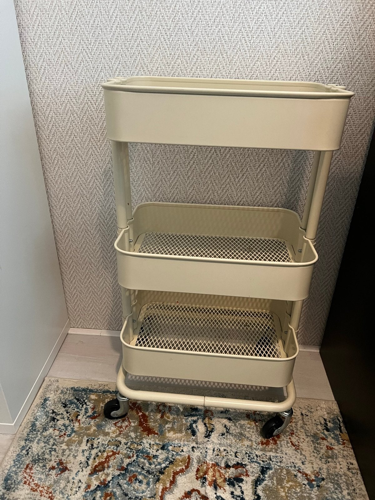 IKEA RÅSKOG roltafel / serveerwagen beige, Ophalen, Gebruikt