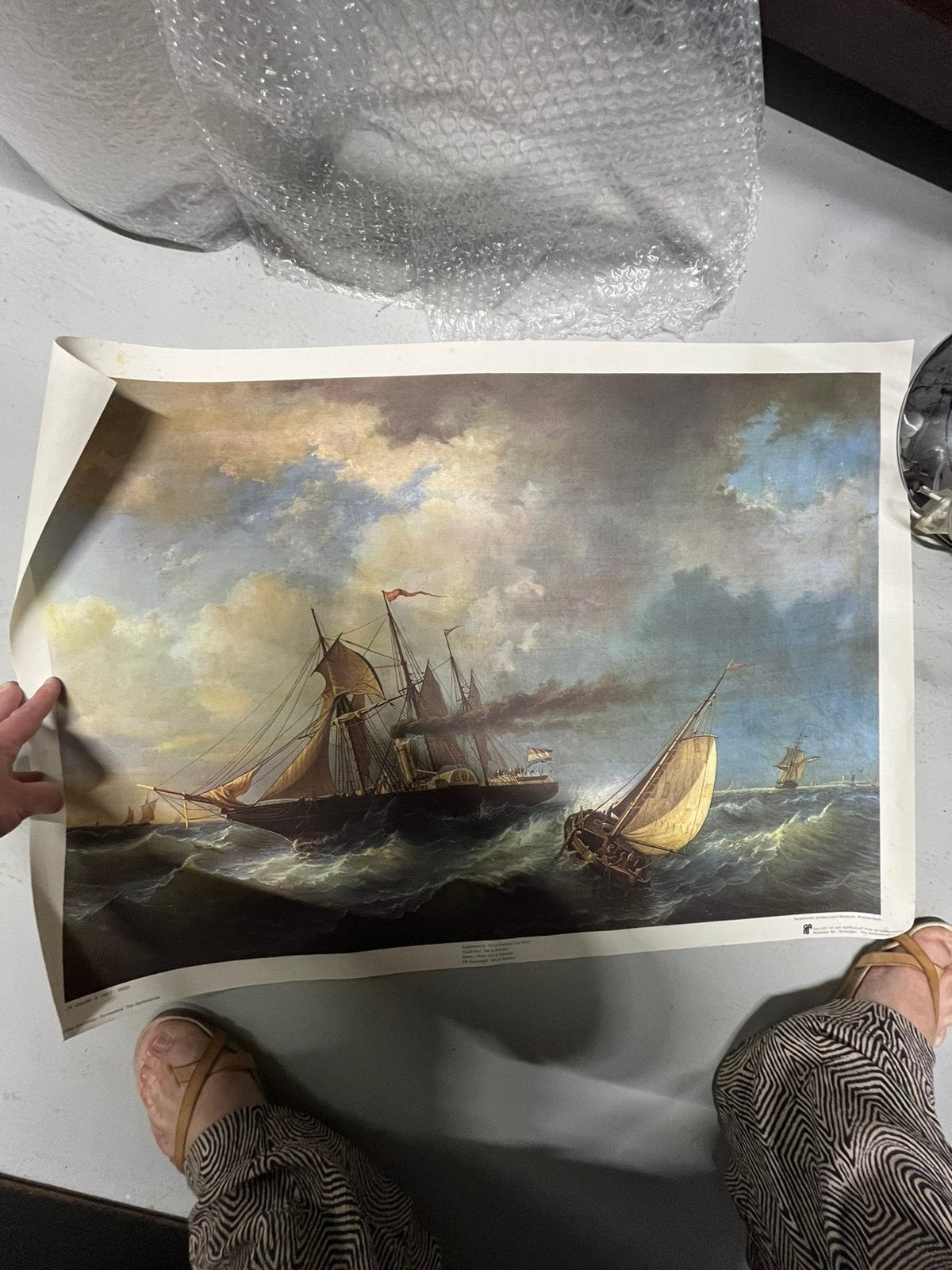 Kunstdruk "Het raderstoomschip in de wending", Antiek en Kunst, Ophalen