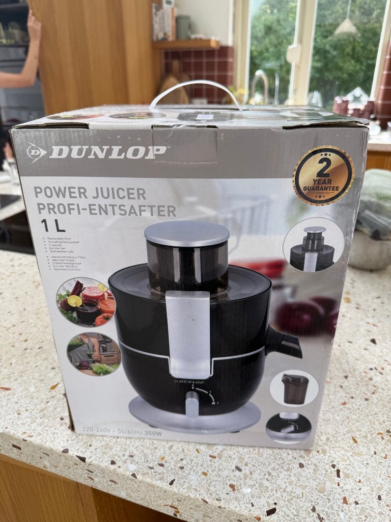 Nieuwe Dunlop Power Juicer 350W sapcentrifuge in doos, Ophalen, Nieuw, Elektrisch, Sapcentrifuge