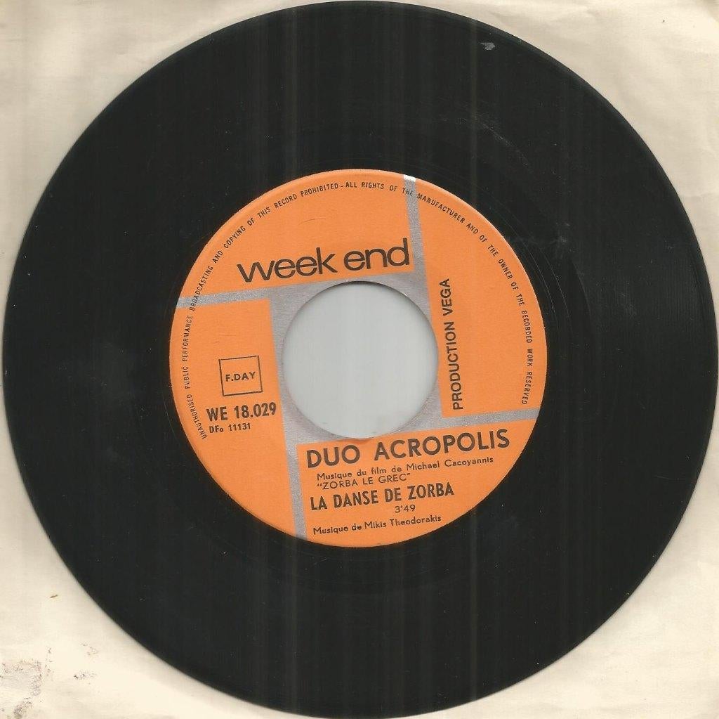 Duo Acropolis – Zorba Le Grec (1965), Ophalen of Verzenden, Zo goed als nieuw, Wereldmuziek, Single