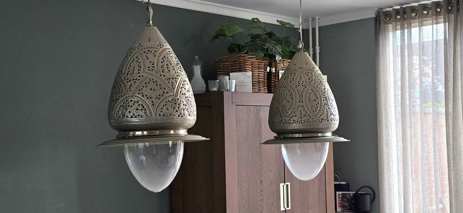 Set van twee Marokkaanse hanglampen, Ophalen, Gebruikt, 50 tot 75 cm, Marokkaans, Oosters, Bohemian