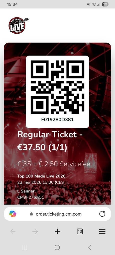 Ticket Top 100 Made 23 juni 2026, Eén persoon