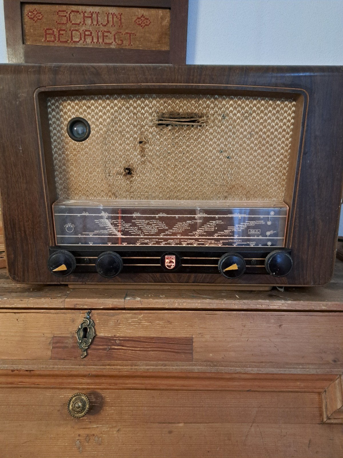 Vintage Philips BX 410 A buizenradio - Jaren '50, Ophalen of Verzenden, Gebruikt, Radio