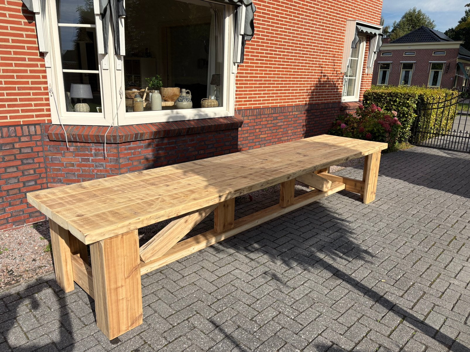 Prachtige zeer robuuste landelijke style tafel 420x98x80, 200 cm of meer, Zo goed als nieuw, Rechthoekig, 50 tot 100 cm
