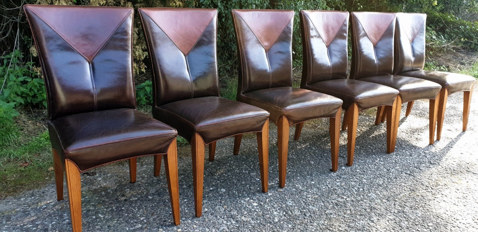 6 Mol en Geurts Jugendstil eetkamerstoelen leer, Ophalen