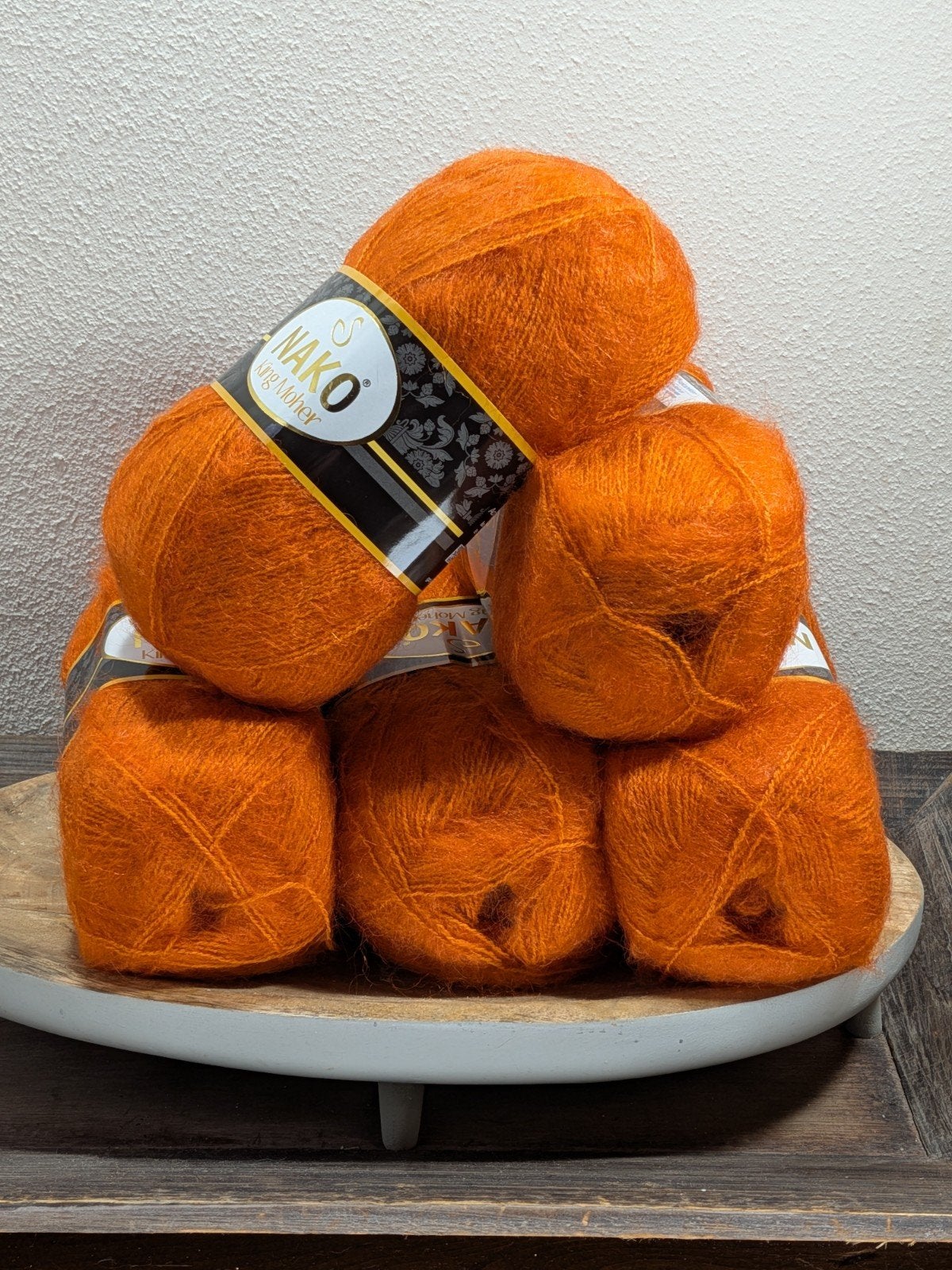 nkm5 - set van 5 bollen Nako King Moher garen in oranje, Ophalen of Verzenden, Nieuw, Breien of Haken, Wol of Garen