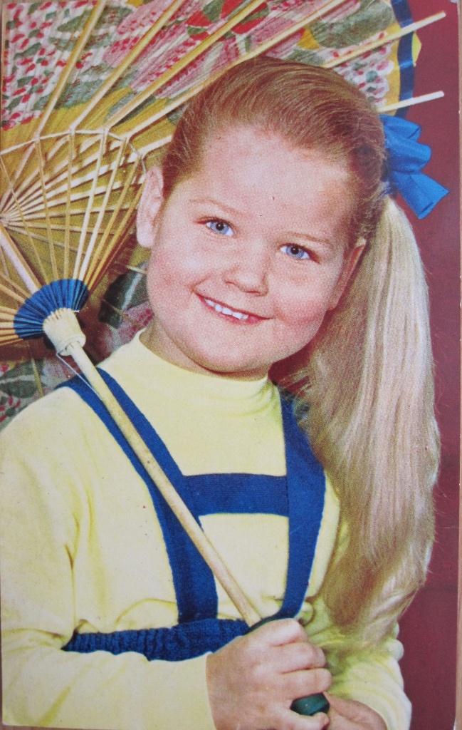 Meisje met parasol - zestiger jaren, Verzenden, 1960 tot 1980, Gelopen, Kinderen