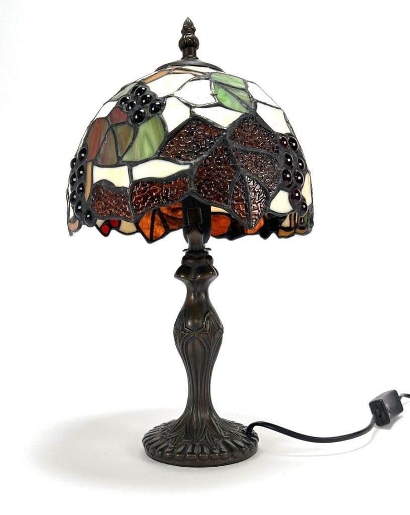 866. Glas-in-lood tafellamp - Tiffany stijl, eind 20e eeuw, Ophalen of Verzenden