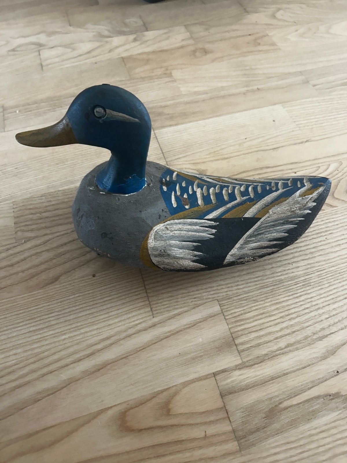 Vintage Houten Lokeend met Dobber - Decoratief, Ophalen of Verzenden