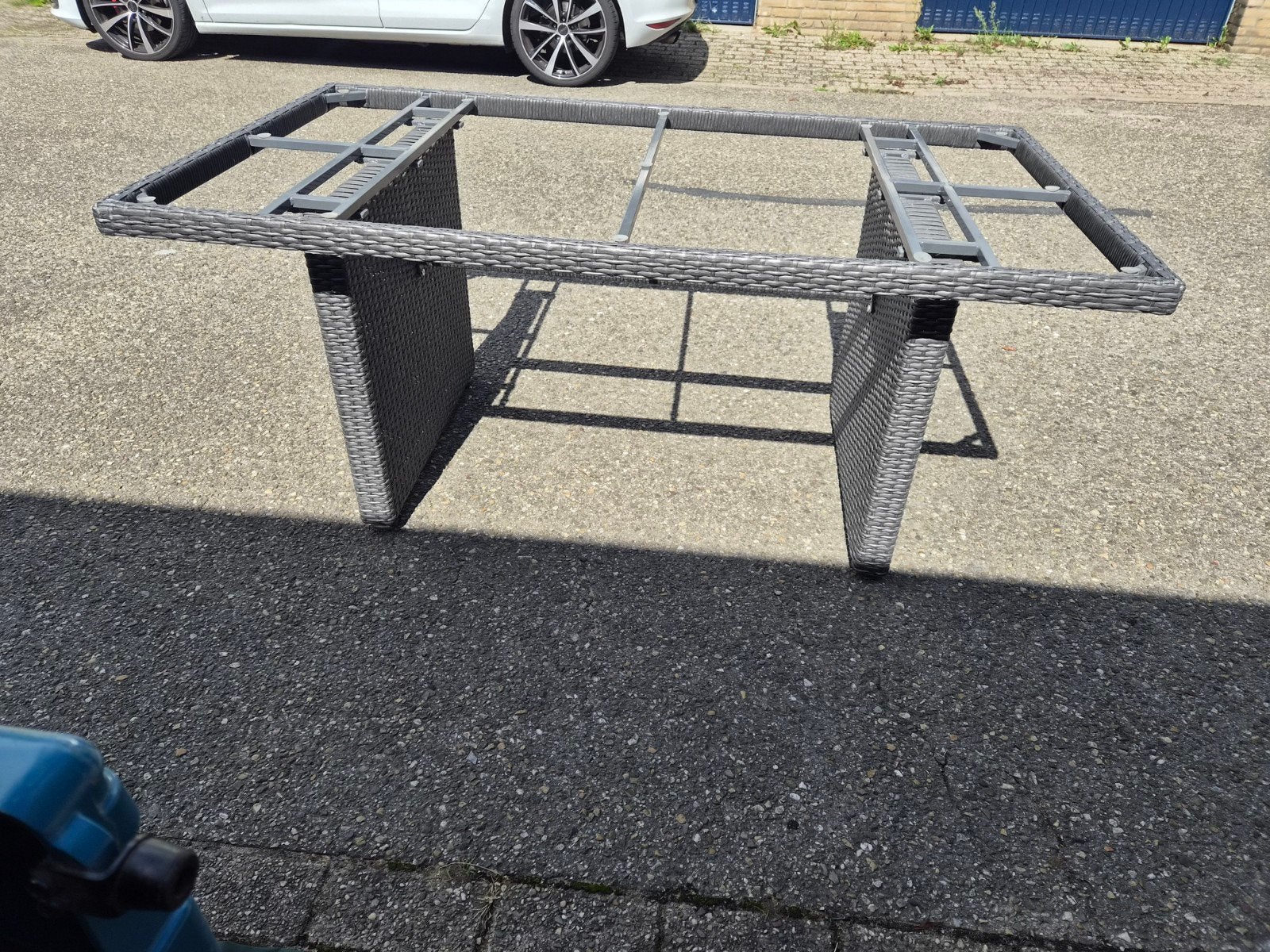 Tuintafel met glasplaat, Ophalen, Gebruikt, Rechthoekig, Aluminium