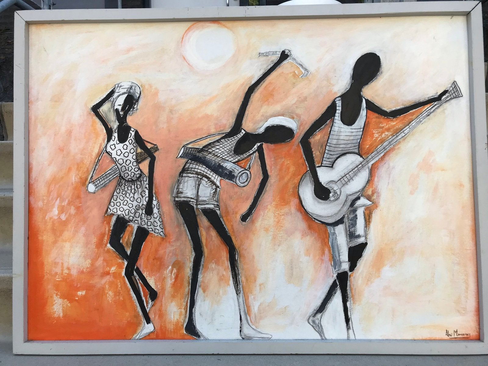 Schilderij Sierra Leone Afrika, Antiek en Kunst, Kunst | Schilderijen | Modern, Ophalen, Figuren