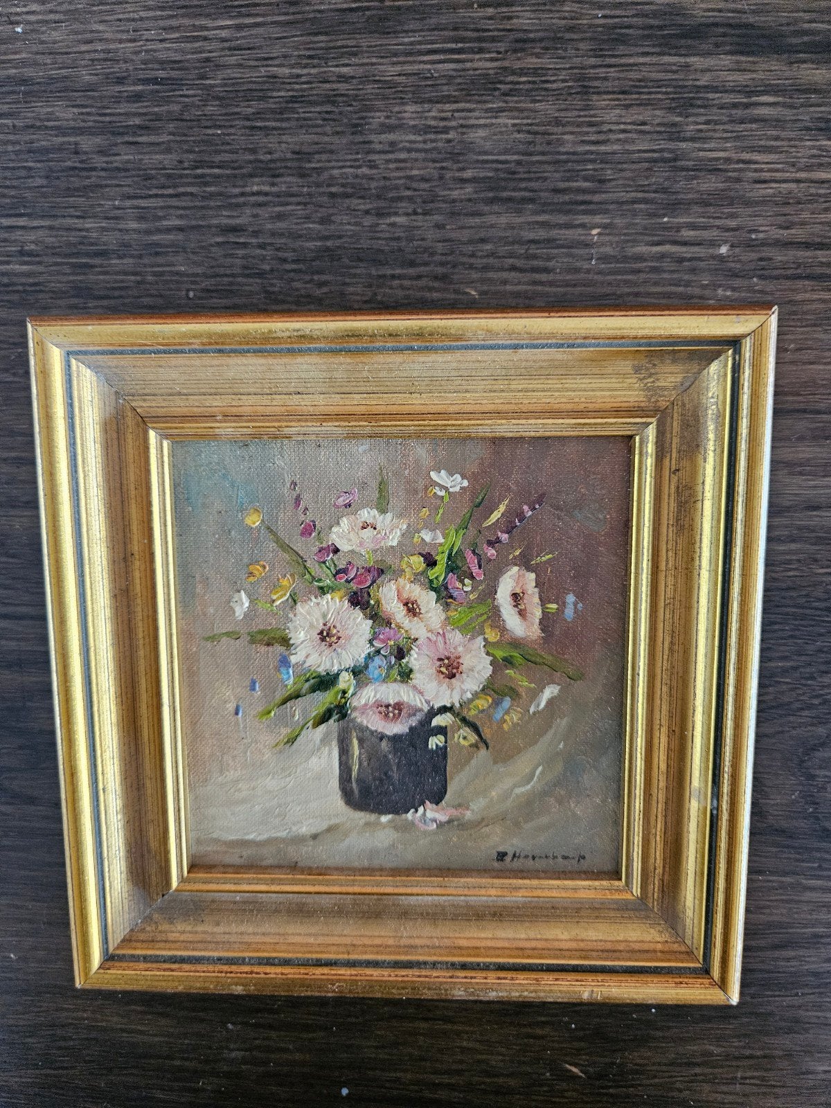 Lief klein olieverfschilderij met lijst uit Kampen, Antiek en Kunst, Ophalen of Verzenden