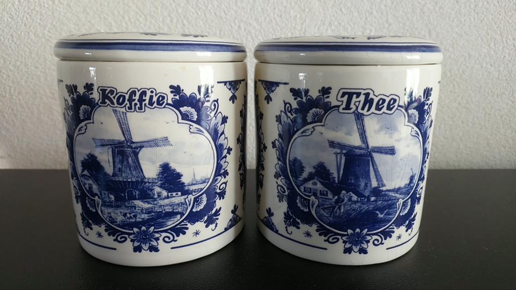 Delfts Blauwe Koffie- en Theepot Set - Handgeschilderd, Ophalen of Verzenden