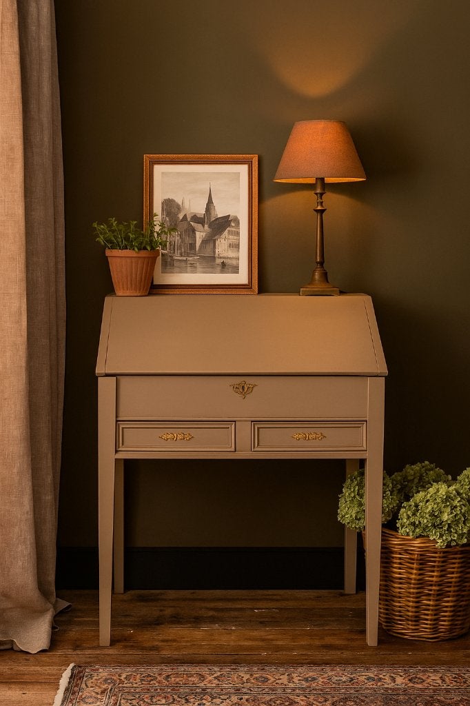 Prachtige authentieke secretaire klep bureau uit 1870, Ophalen, Zo goed als nieuw