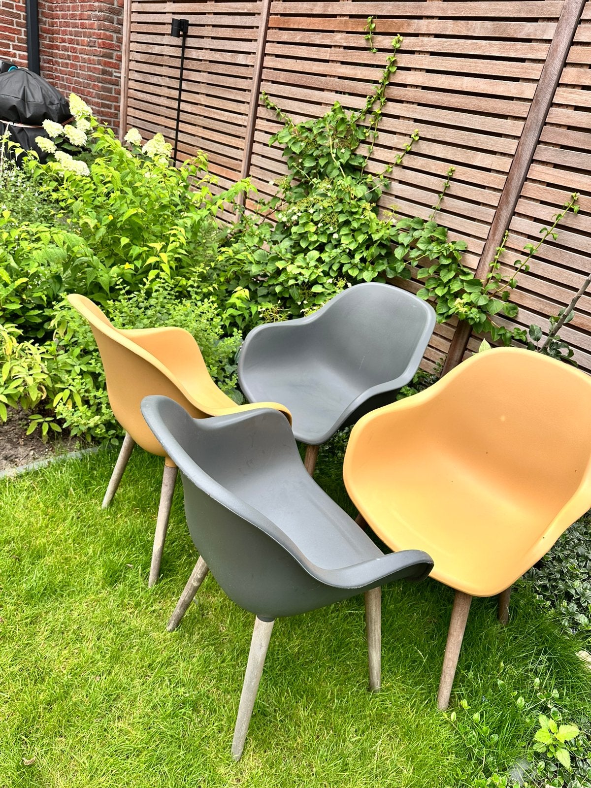4 tuinstoelen, Tuin en Terras, Tuinstoelen, Gebruikt, Kunststof, Ophalen