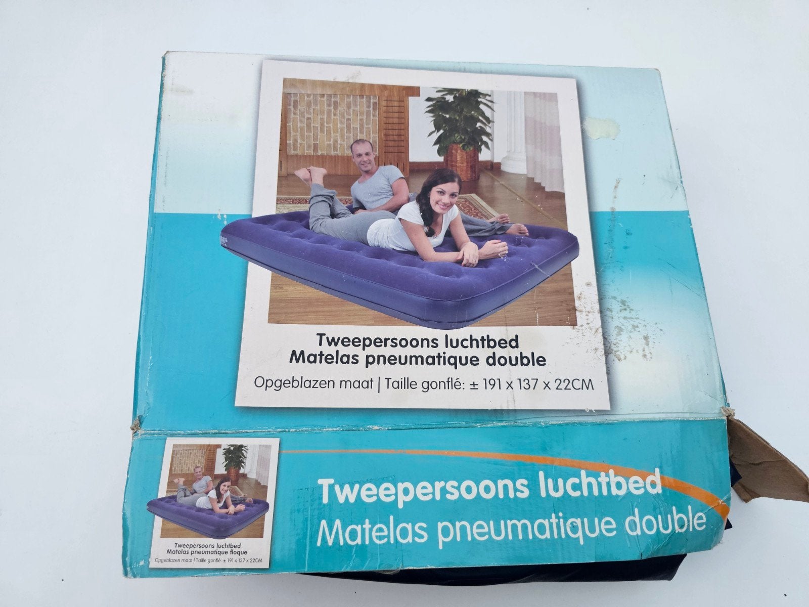 Tweepersoons luchtbed 191 x 131 cm, Ophalen of Verzenden, Gebruikt, 2-persoons